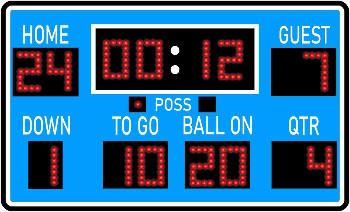 VWAQ Football Scoreboard Wall Sticker - Peel and Stick Sports Decor Vinyl Decal - PAS30 (30" H X 50" W, Green)