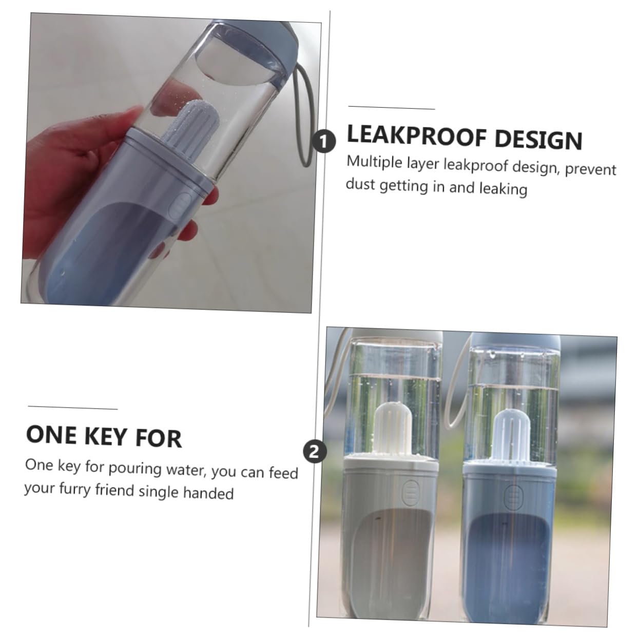 POPETPOP Borraccia per Cani da Viaggio 330ml, Design Antigoccia, Apertura Ampia, Dosatore Portatile per Uscite e Passeggiate