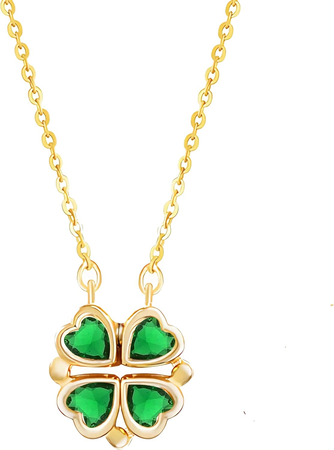 Green 4 Leaf Clover Necklace for Women, Lucky Pendant Chain Necklace Jewelry