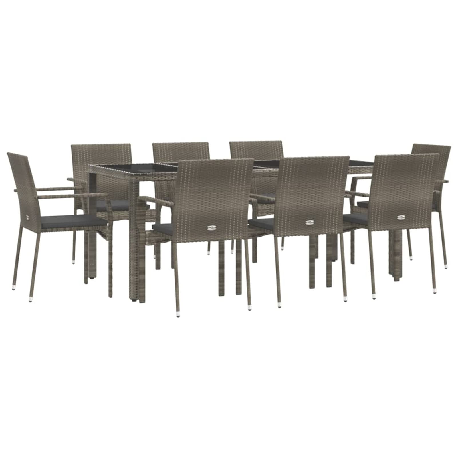 3184986 Set da Pranzo da Giardino 9 pz con Cuscini in Polyrattan Grigio Testata in Legno,Testata Letto Matrimoniale Muebles Dormitorio Spalliera Letto Testiere per Letto Matrimoniale