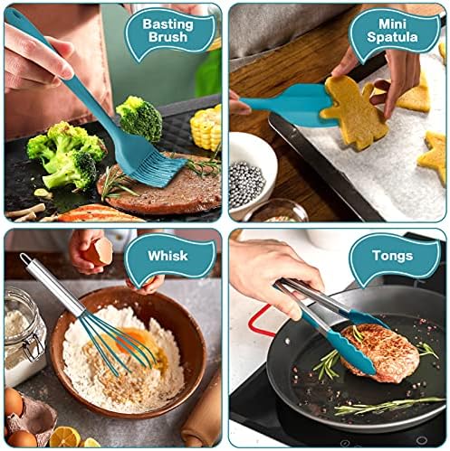 35Pcs Kitchen Utensils Set, Homikit Silicone Cooking Utensil Spatula Set with Holder, Heat Resistant Kitchen Tools for Non-Stick Cookware, Cooking/Baking, Non-Toxic & Dishwasher Safe, Dark Blue