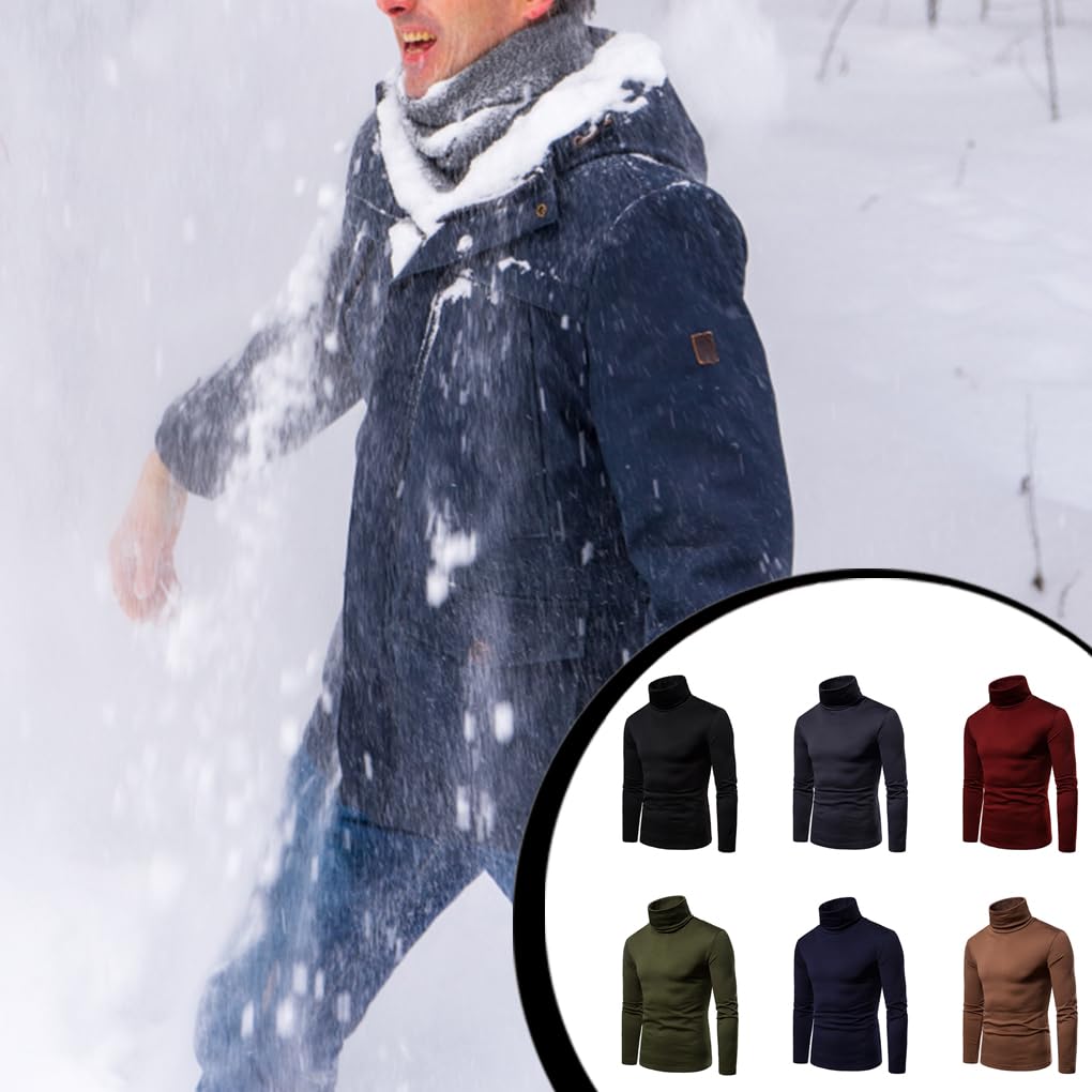 Męska koszula termiczna bawełniany golf sweter z długim rękawem jesień zima szkoła sen wąska ciepła bielizna dla mężczyzn czarny L