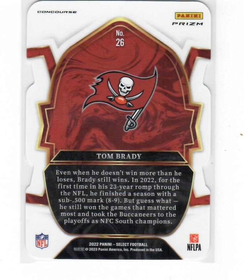 Miniatura 2 de 2022 Panini Select Black and Green Prizm Die-Cut #26 Tom Brady Concourse Tampa Bay Buccaneers Football NM-MT