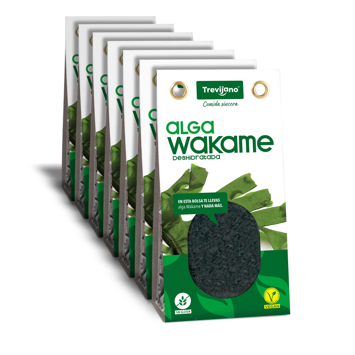 TREVIJANO Alga Wakame Deshidratada 50g Pack de 7 Bolsas - Vegano Sin Gluten