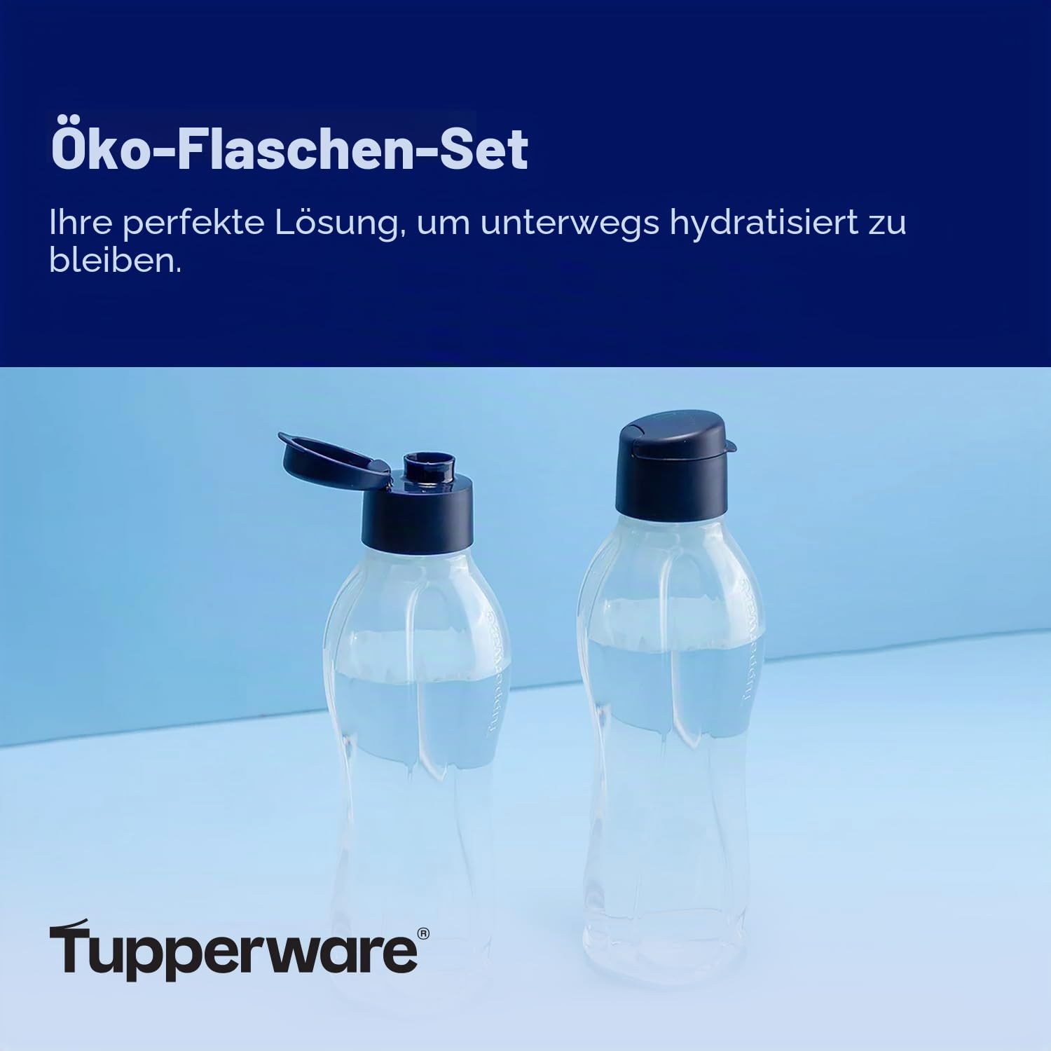 Tupperware Eco Flaschen-Set, spülmaschinenfest und BPA-frei, 2 Flaschen mit auslaufsicheren Verschlüssen (1 L / 963.9 g)