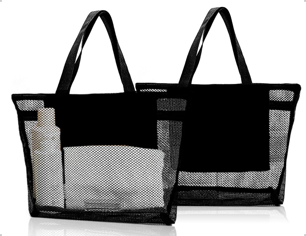 Shower Bag Camping Accessories, Portable Shower Bag with Handle, Large Capacity Mesh Bag, Beach Accessories, Multi-Purpose Camping Gadgets for Gym, Beach, Travel (Black)