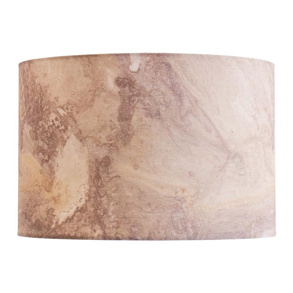 ValueLights | Leanne Marble Effect Fabric Drum Easy Fit Ceiling Pendant Lamp Shade with Bulb | Shades, Home Décor & Improvement Essential | Light Bulb Included | 350mm Shade Width