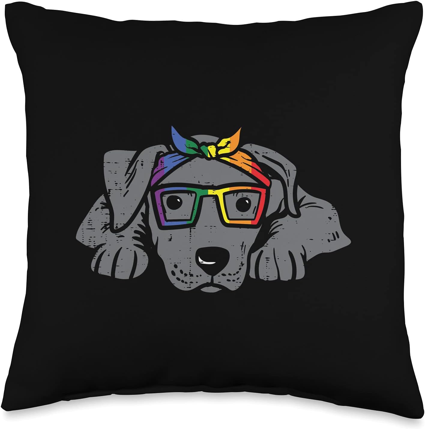 Pitbull Dog Bandana LGBTQ Rainbow Flag Gay Pride Ally Lover Throw Pillow