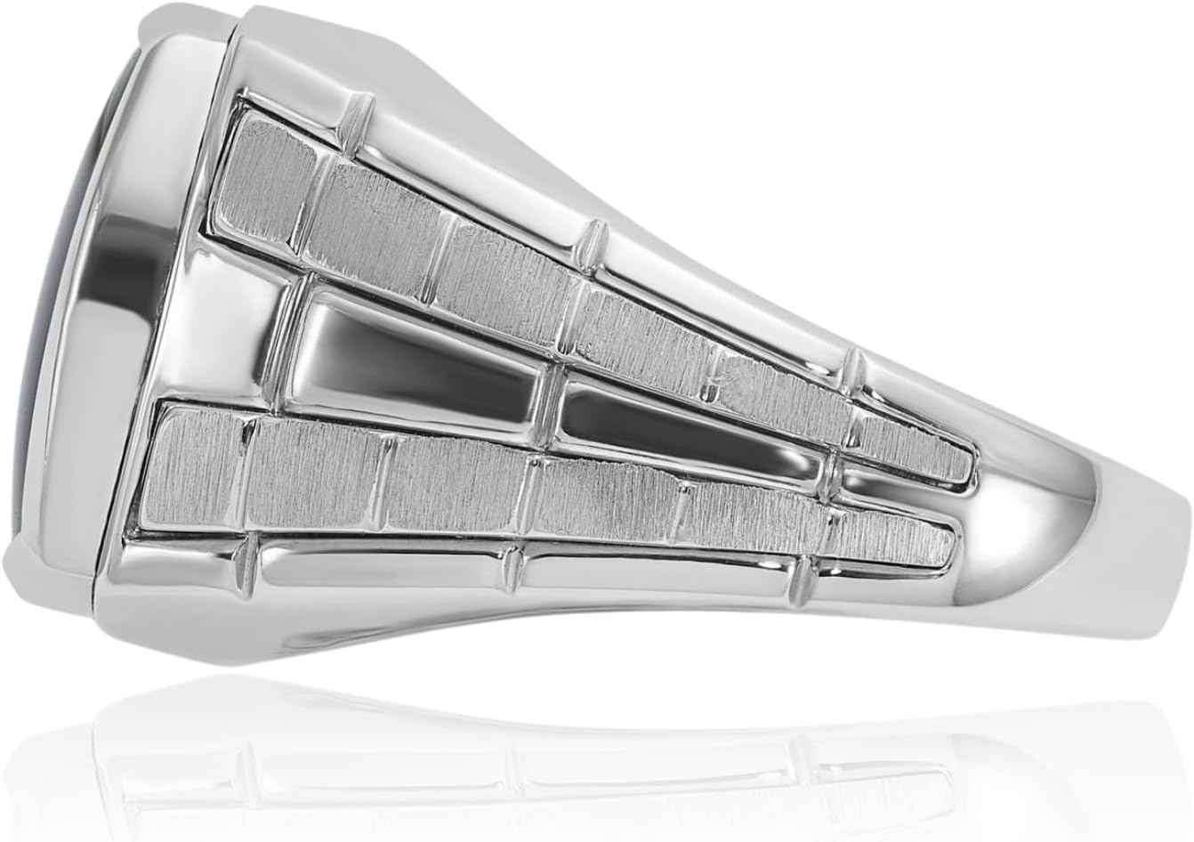 IceCarats 14K Solid White Gold 8 carat Black Onyx Extra Wide Signet Ring 15.85mm Band Prong Set