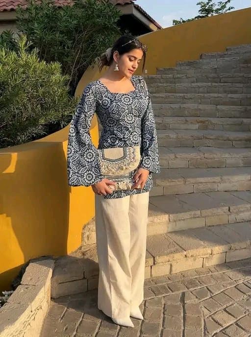 Image of Womens Rayon Full Sleeve Square Neck Printed Short Kurti Stylish Ethnic & Casual Wear Top for Office, College & Daily Use