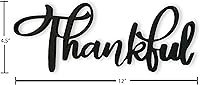 Vista 4 de Letrero de madera negra con texto en inglés "Thankful" (Thankful)
