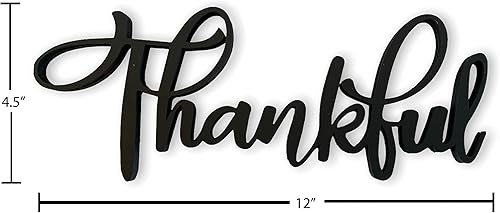 Miniatura 4 de Letrero de madera negra con texto en inglés "Thankful" (Thankful)