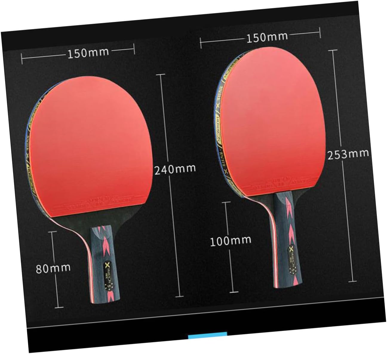Toddmomy 2pcs Star Table Tennis Racket Double Pimples Pingpong Rackets for Junior Players Lightweight Carbon Fiber Design