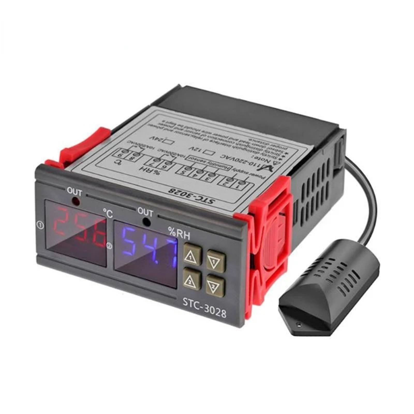 STC-3028 Doppio termostato digitale regolatore di temperatura e umidità termometro igrometro regolatore AC110-220V DC12V/24V 10A(12V)