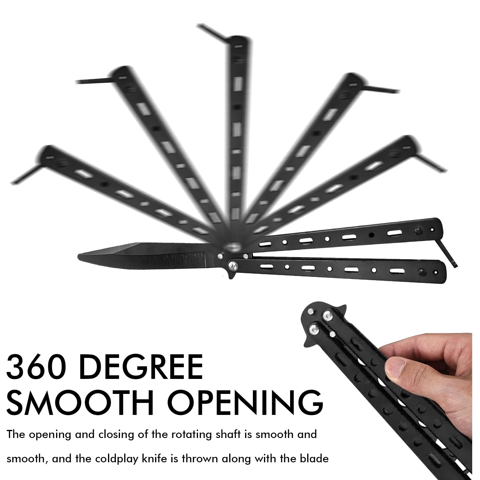 3 Pièces Butterfly Trainer : Couteau Papillon d’Entraînement Lame Non Aiguisée Peigne Papillon Acier Inoxydable pour Couteau d’Entraînement Balisong Débutant – Pour S’exercer Aux Figures (Noir)
