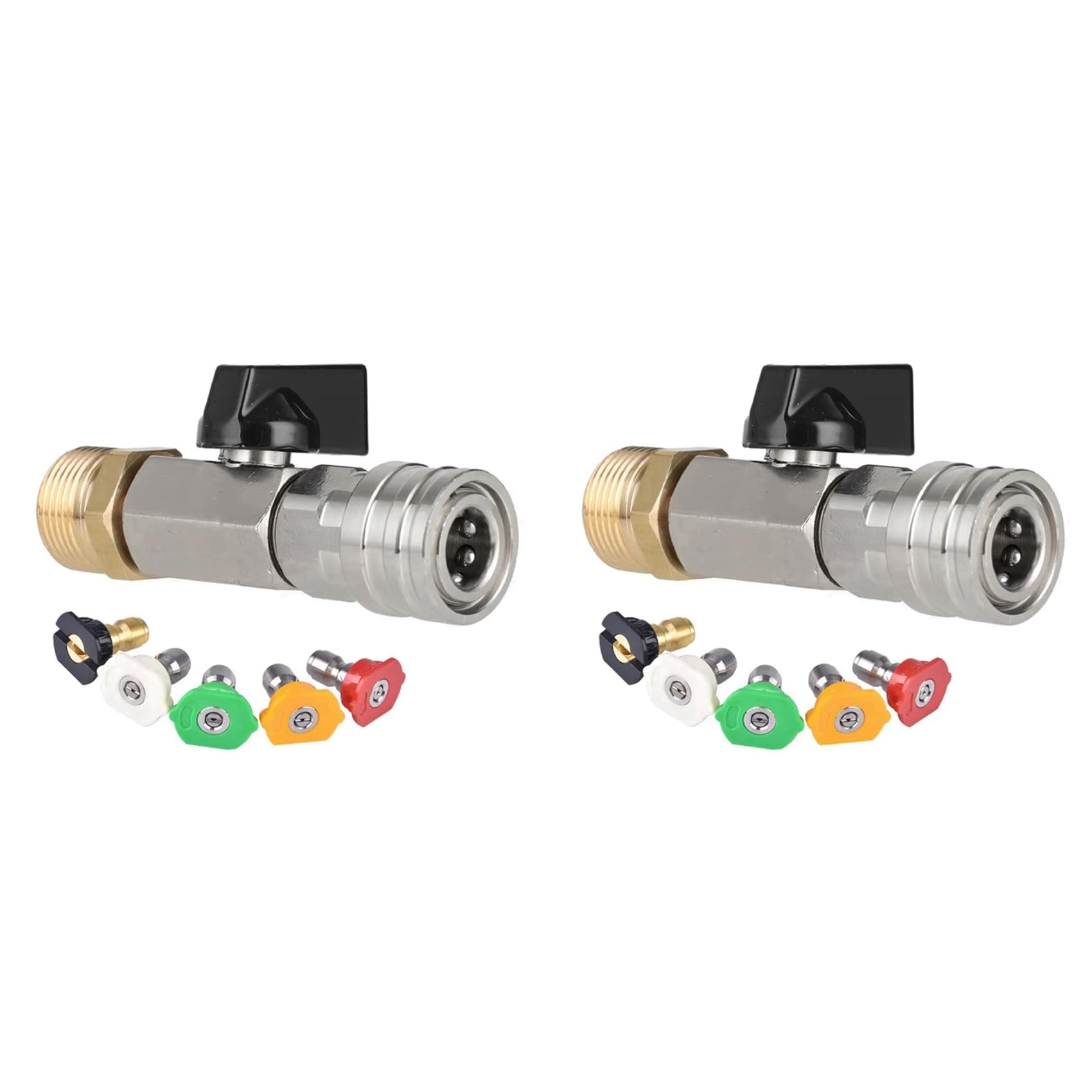Jnchdghwa As Shown 2X High Pressure Washer Ball Valve Kit 1/4Inch Quick Connector And M22 14Mm Switch On/Off With Nozzle