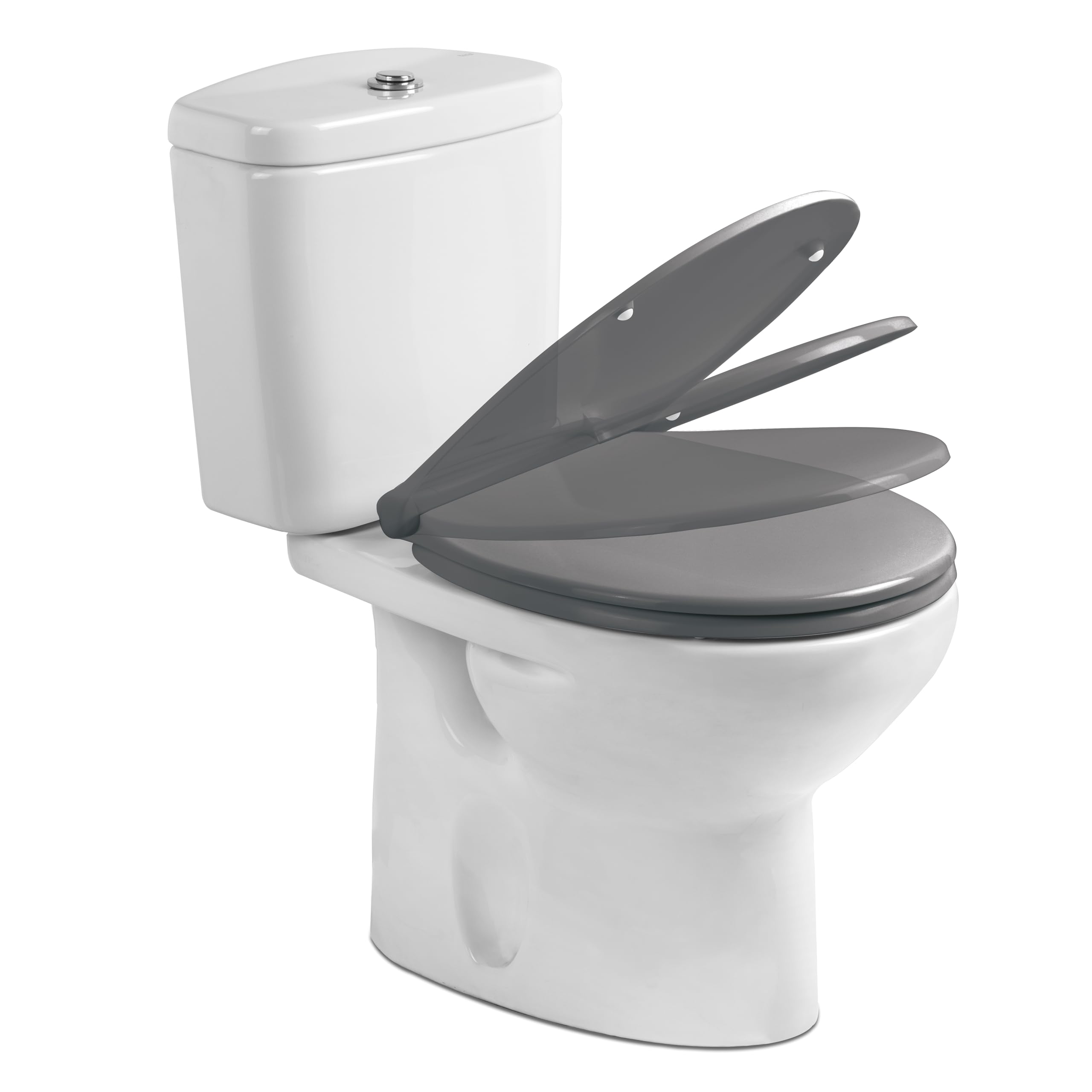 TATAY Sedile WC Comfort Compatibile con Sanitari Ovali Montaggio Facile | Sedile WC Bagno | Superficie Antibatterica | Rimozione Rapida | Forma Ovale | Compatibile con Sanitari Ovali, Grigio Scuro
