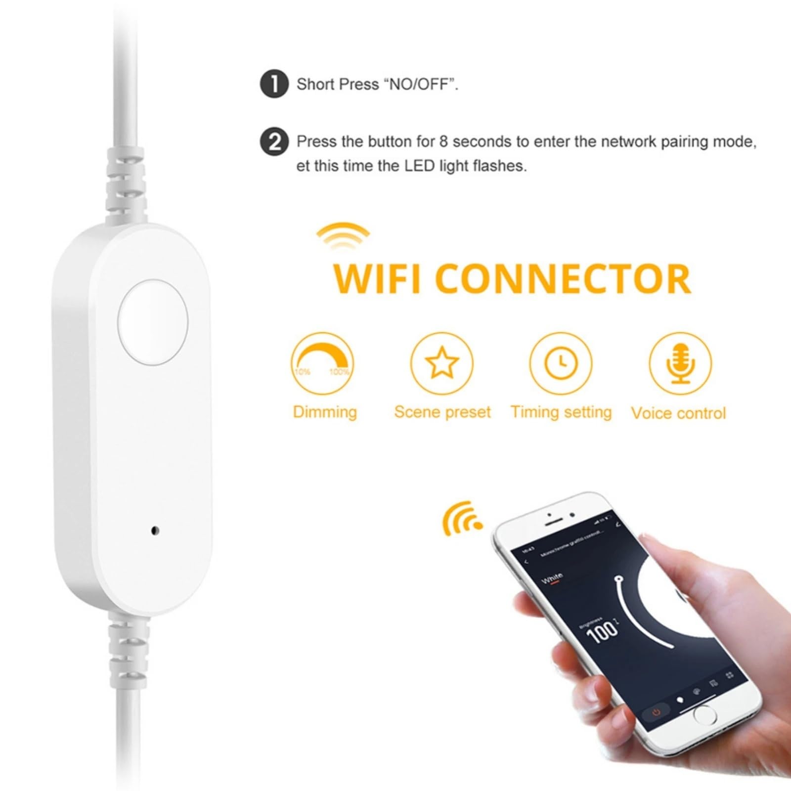 Striscia LED Smart Life APP Controllo dimmerabile 5V USB 320LED Armadio da cucina a parete con luce lineare(Natural white,5 Strip with Wifi,2m)