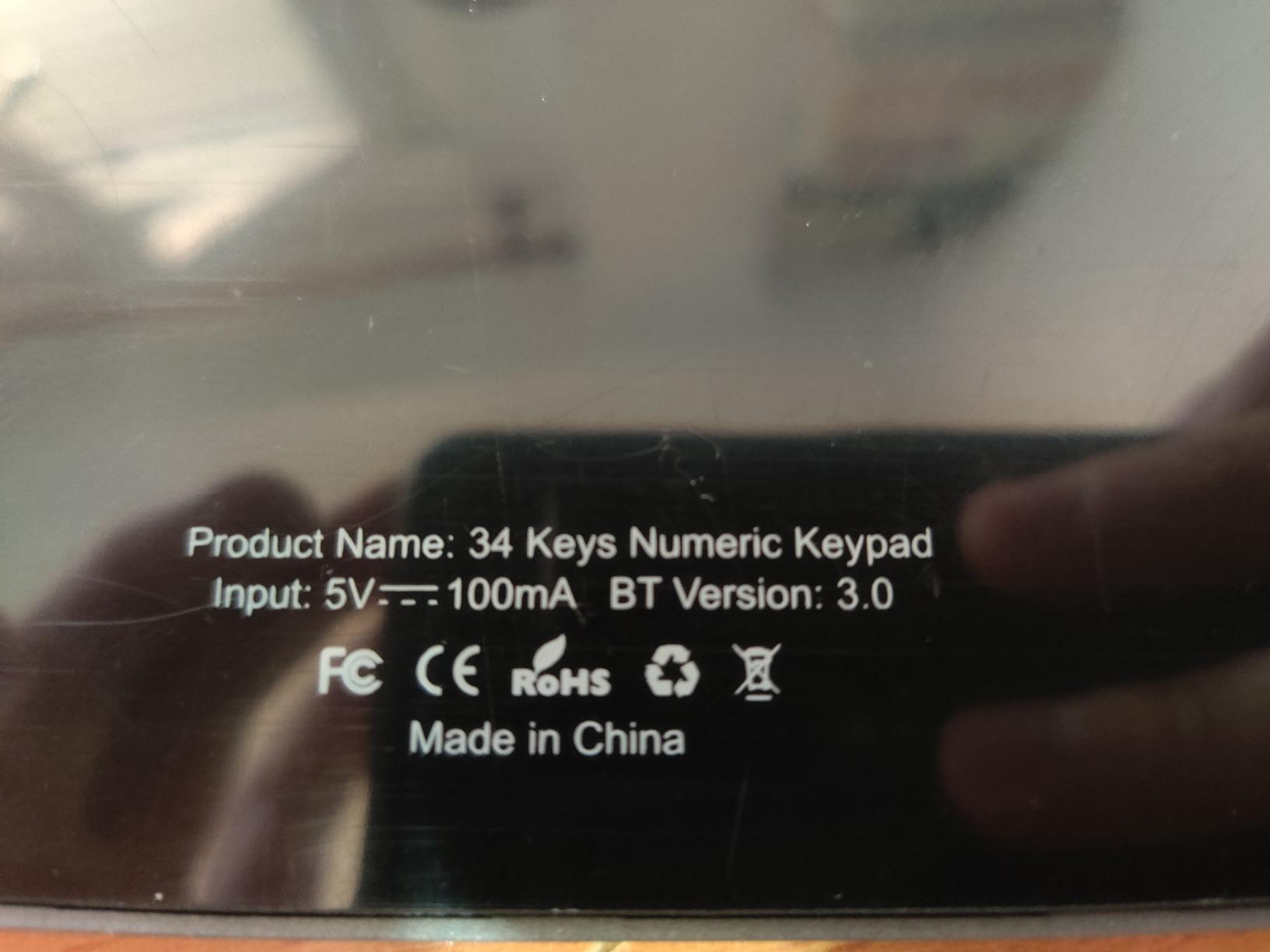 Rytaki Teclado Numérico Bluetooth 34 Teclas Delgado Portátil