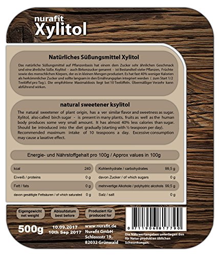 NuraFit Xilitolo- Zucchero Xylit ottenuto dallo