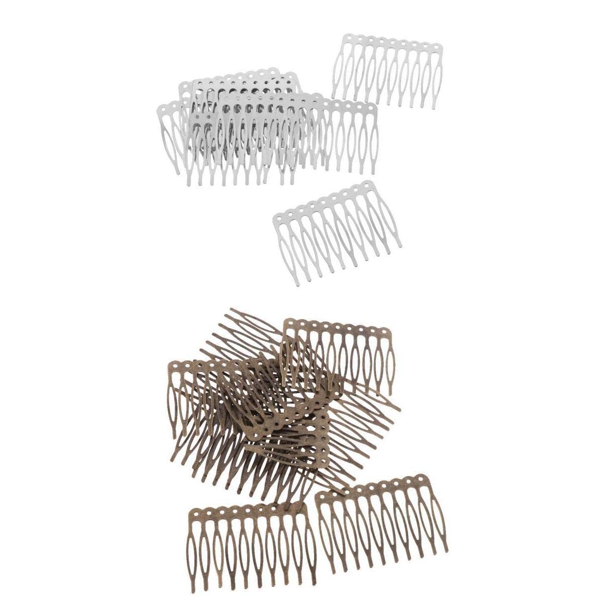 20 Stück Unbemalte Metallhaarkämme, 55 Mm, mit 10 Zinken, für DIY Haaraccessoires