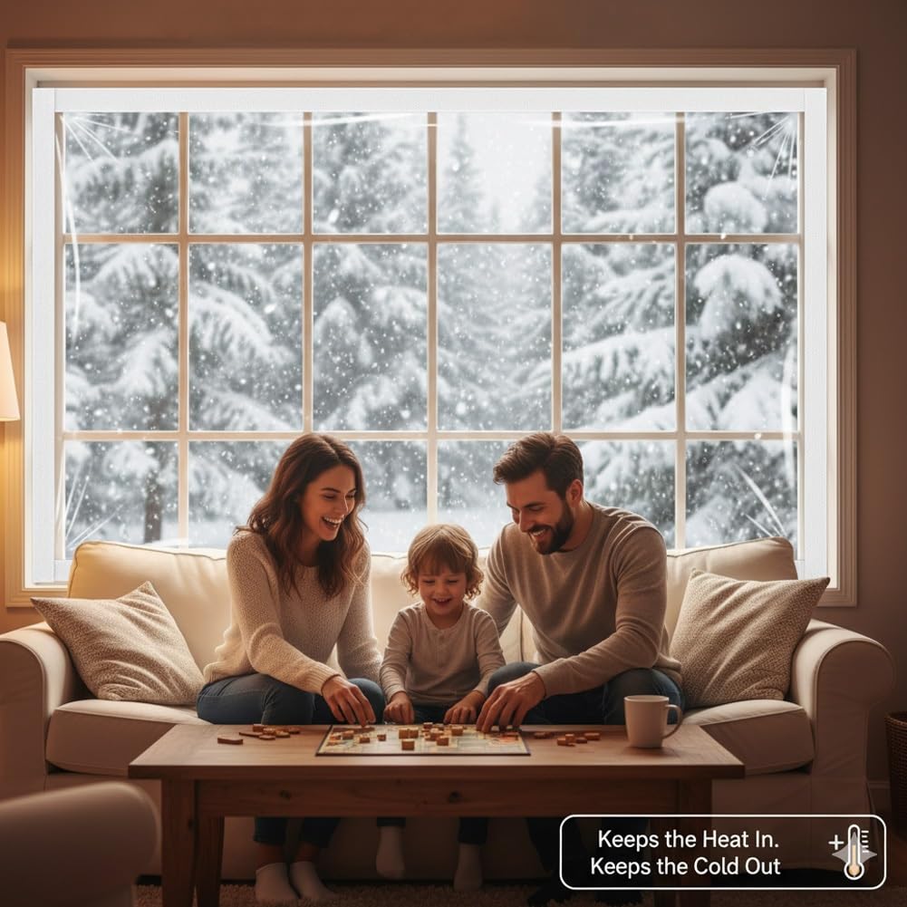 Fenster Isolierfolie Für Winter Wärmedämmung Winddicht Isolierende Fensterfolie Aus Transparente EVA Für Terrasse Dachboden Keller Wohnzimmer Schlafzimmer Thermofolie(W280*H240cm)
