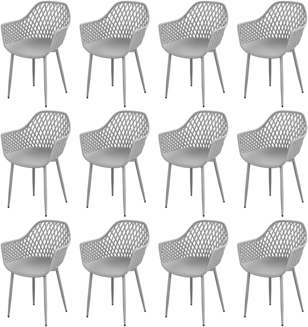 Chaise de jardin avec accoudoirs buybyroom et patins réglables charge 120 kg | Lot de 12