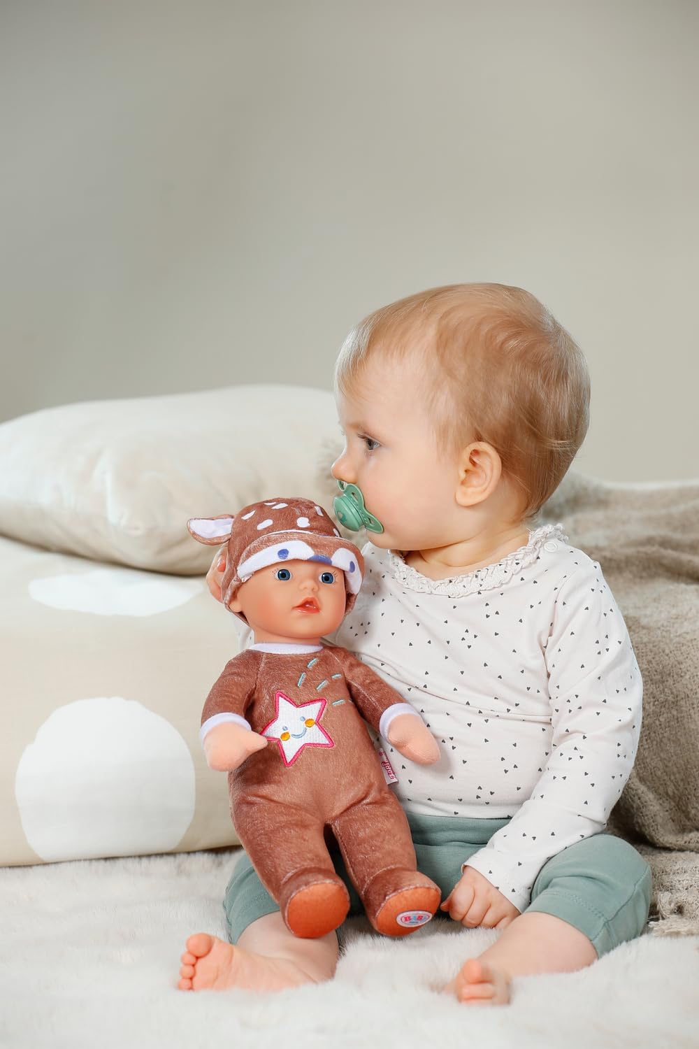 BABY born Sleepy Deer 836552 Zapf Creation Fabric Doll 30 cm Deer with Built-In Rattle for Newborns
