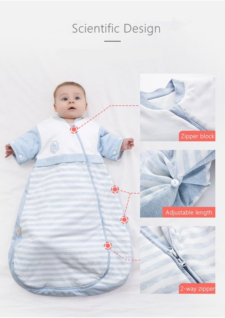 Warmeaty Organic Sleeping Bag Detachable Sleeve Wearable Blanket,Double Layer 68-77℉