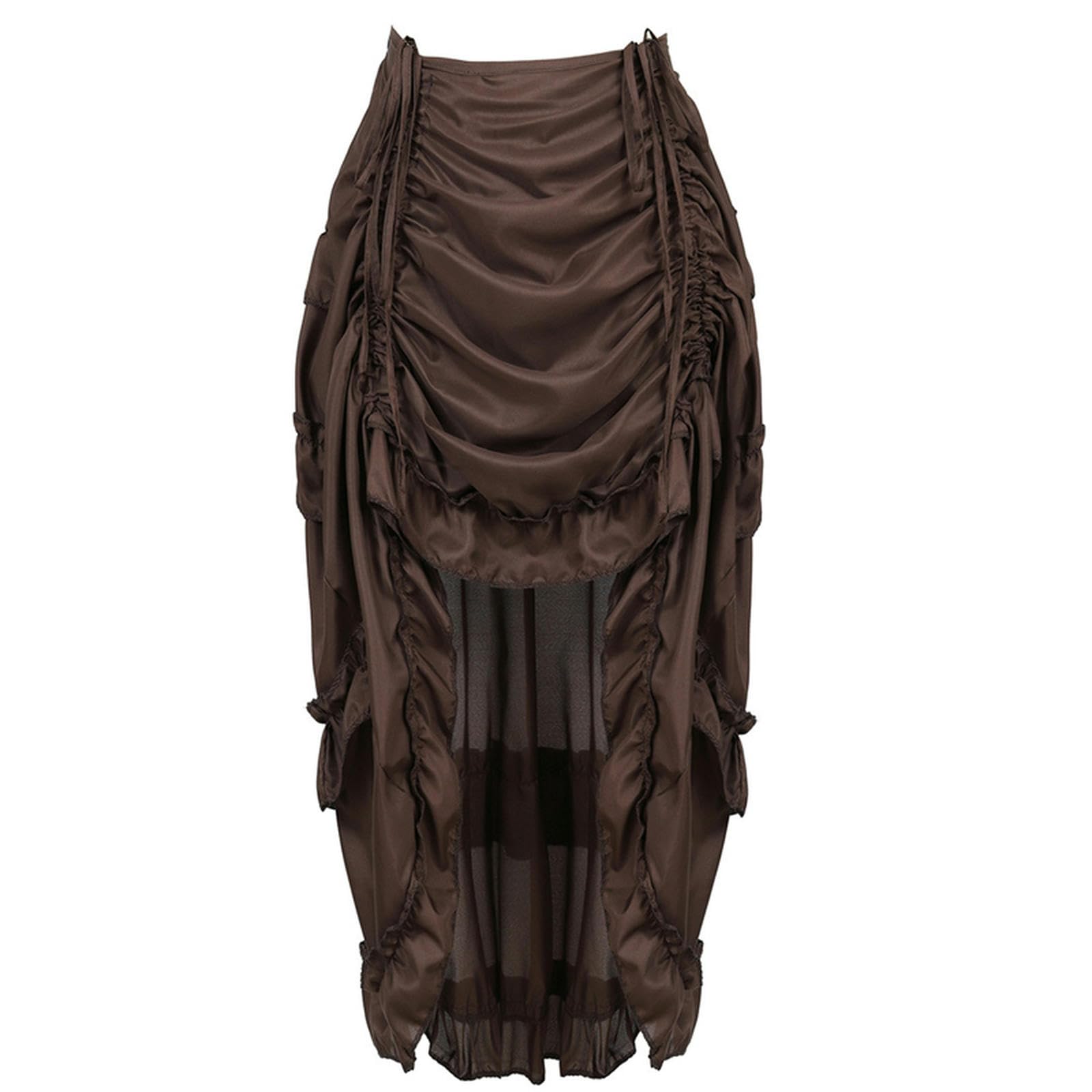 Steampunk Faldas De Mujer Gótico Fruncido Irregular Fiesta Plisada Falda Larga Maxi Disfraces Altos Y Bajos Corsé Sexy Punk Tallas Grandes Rojo-6388Ladrillo Rojo-S