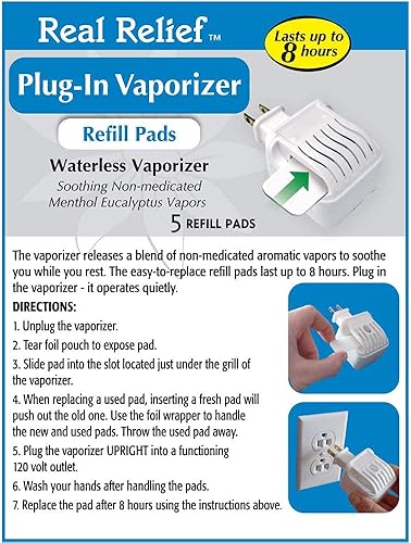 Miniatura 3 de Almohadillas de repuesto para vaporizador sin agua enchufable, mentol eucalipto calmante no medicado, universales, se adapta a todos los