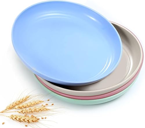 Juego de platos de cena irrompibles y profundos, aptos para microondas y lavavajillas, platos de paja de trigo para cocina, platos de ensalada