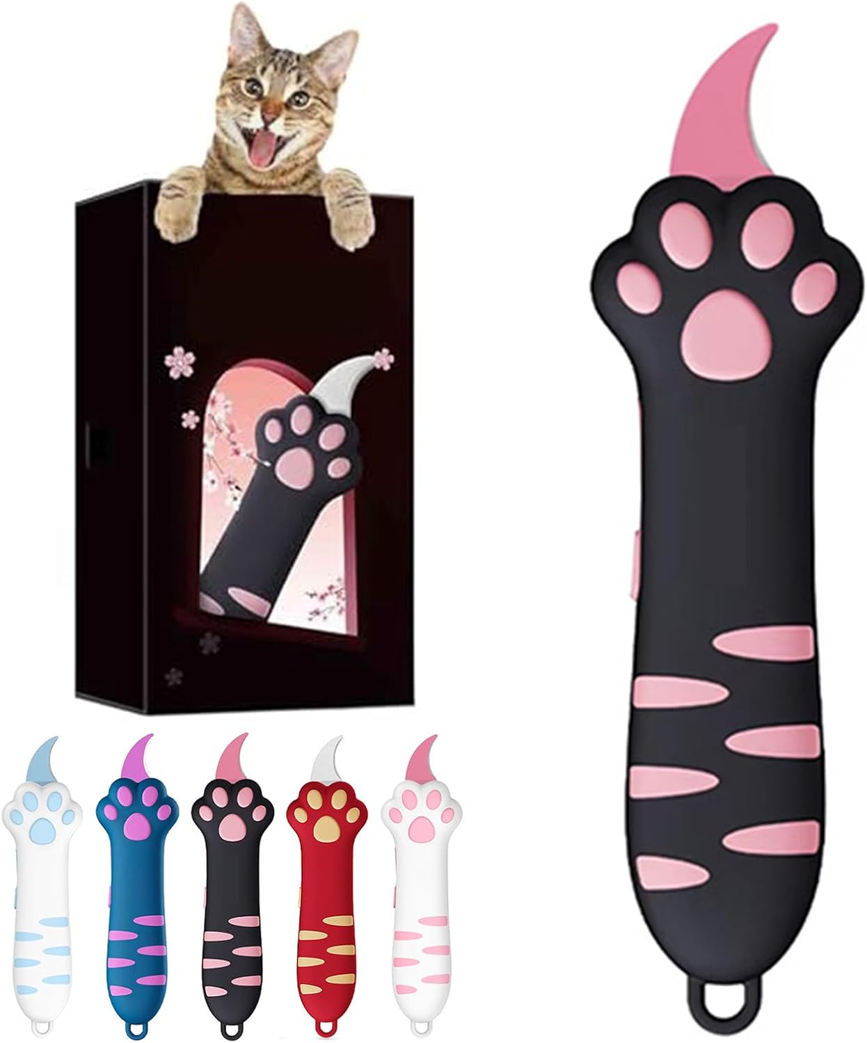 Cat Paw Box-Cutter Utility Knife Retractable Cute Boxes Opener Cutters Envelope Opener Multi-Purpose Carton Sealing Tape Knives Unpacking Packages Knife (Black) - Amazon product rated Grade A