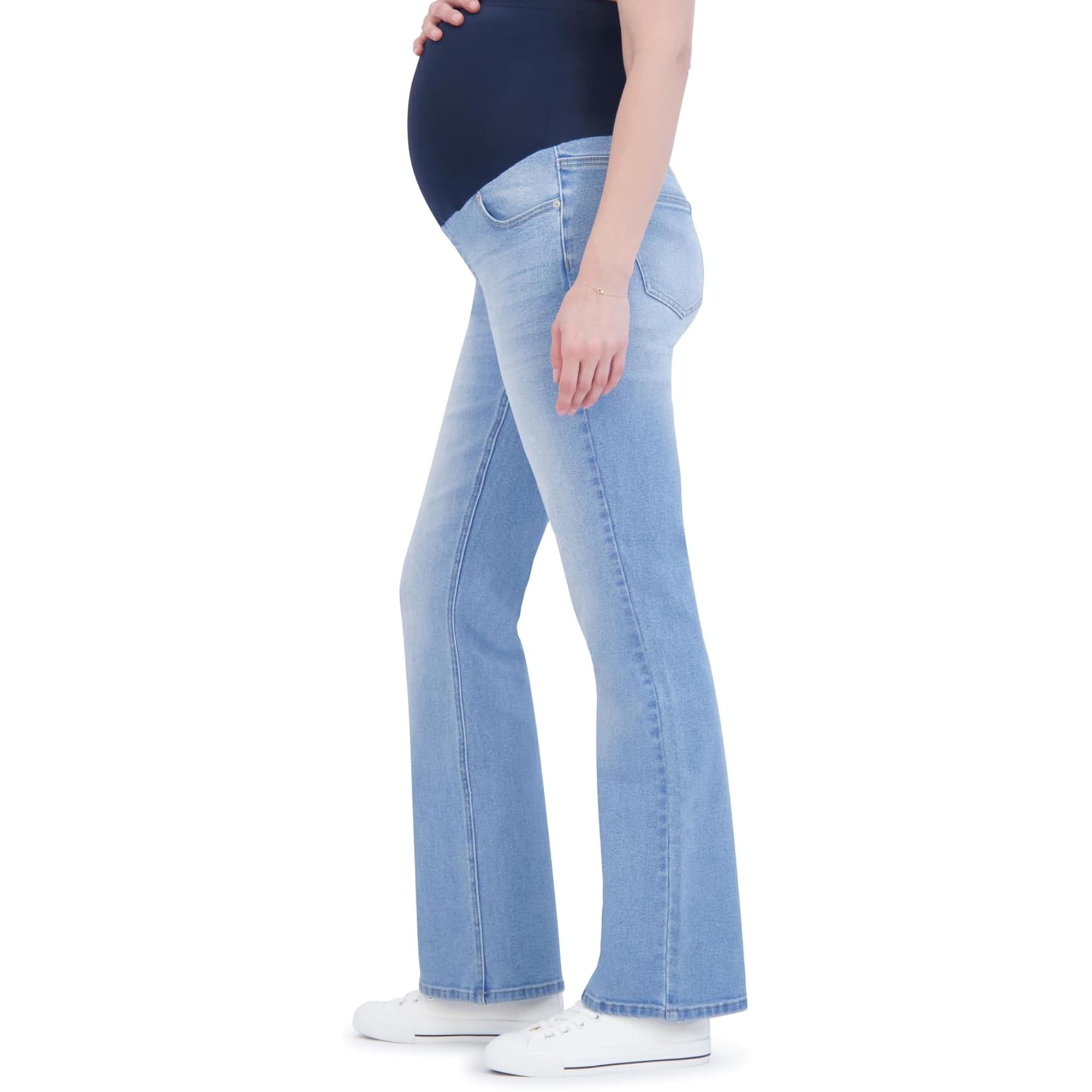 Savi Parker Women's Savannah Wash Maternity Bootcut Jeans With Pockets – Pregnancy Must Haves Maternity Jeans Over The Belly - 32.5" Inseam, M