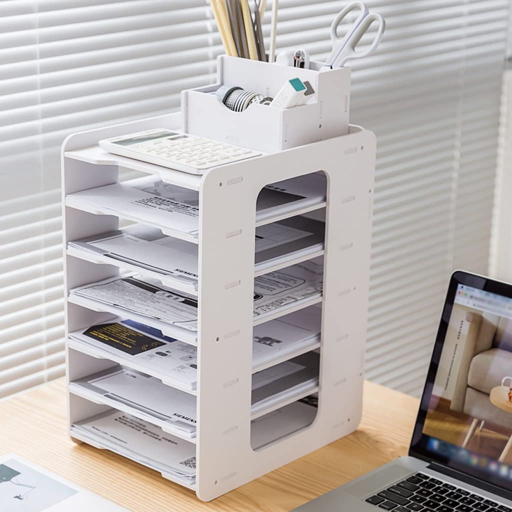 Aktenhalter, Dateitrenner, Dokumentenschrank, Schreibtisch-Datei-Organizer, 7-stufiger Papier-Organizer für Büro, Schreibtisch-Organizer aus Holz, Post