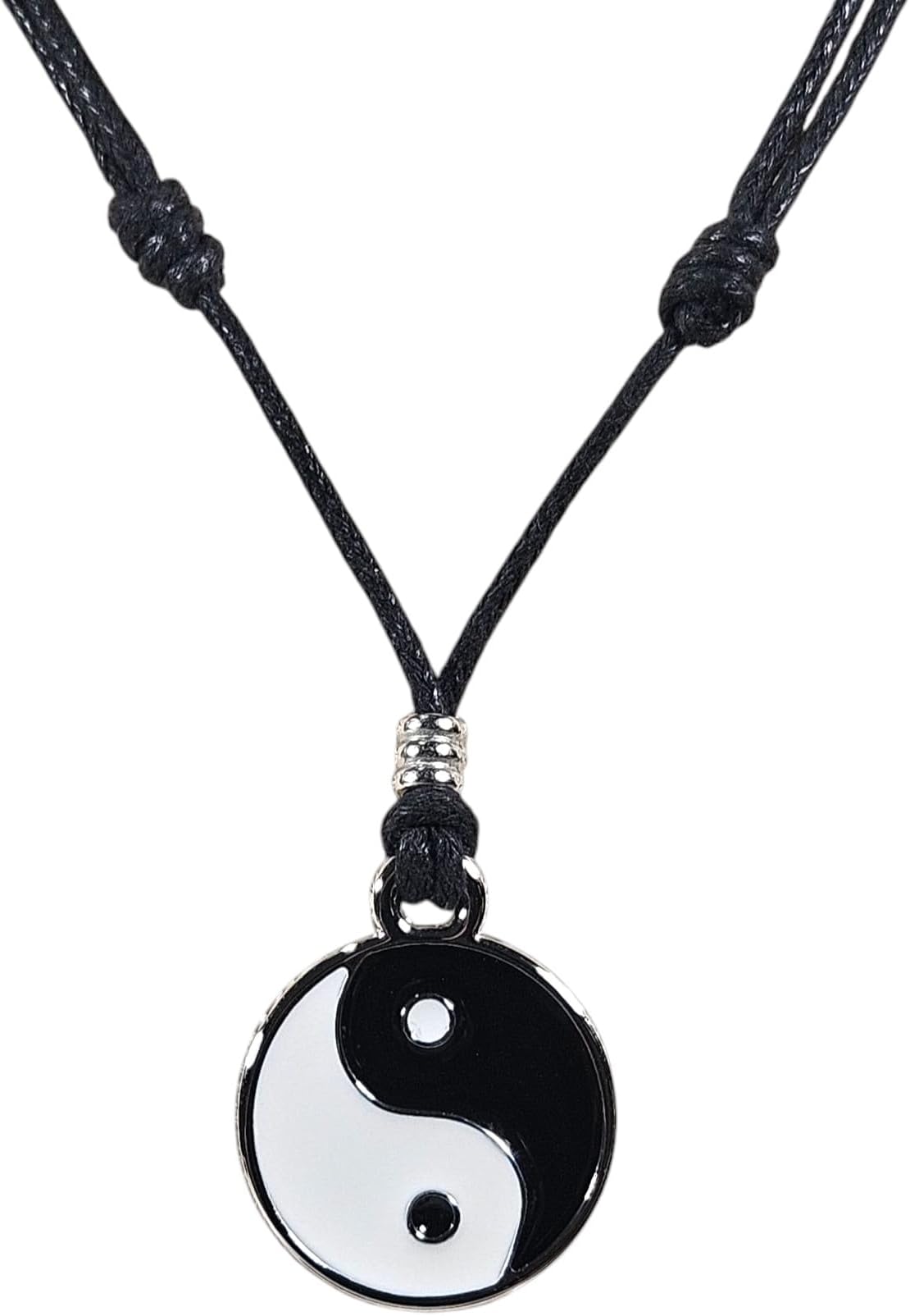 Yin and Yang on Adjustable Cord Necklace