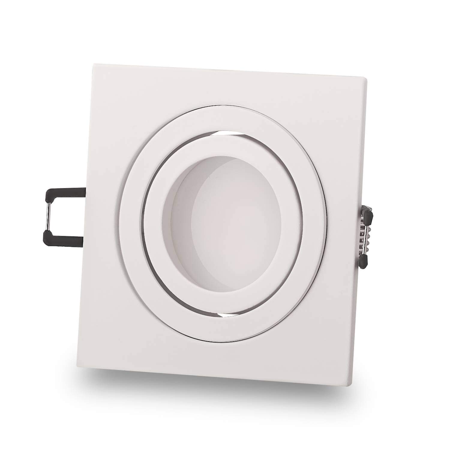 6x Foco empotrable LED cuadrado blanco 9 vatios blanco frío 230V plano - Foco empotrable GU10 orientable aluminio - Taladro de 80mm empotrado - techos de focos - focos