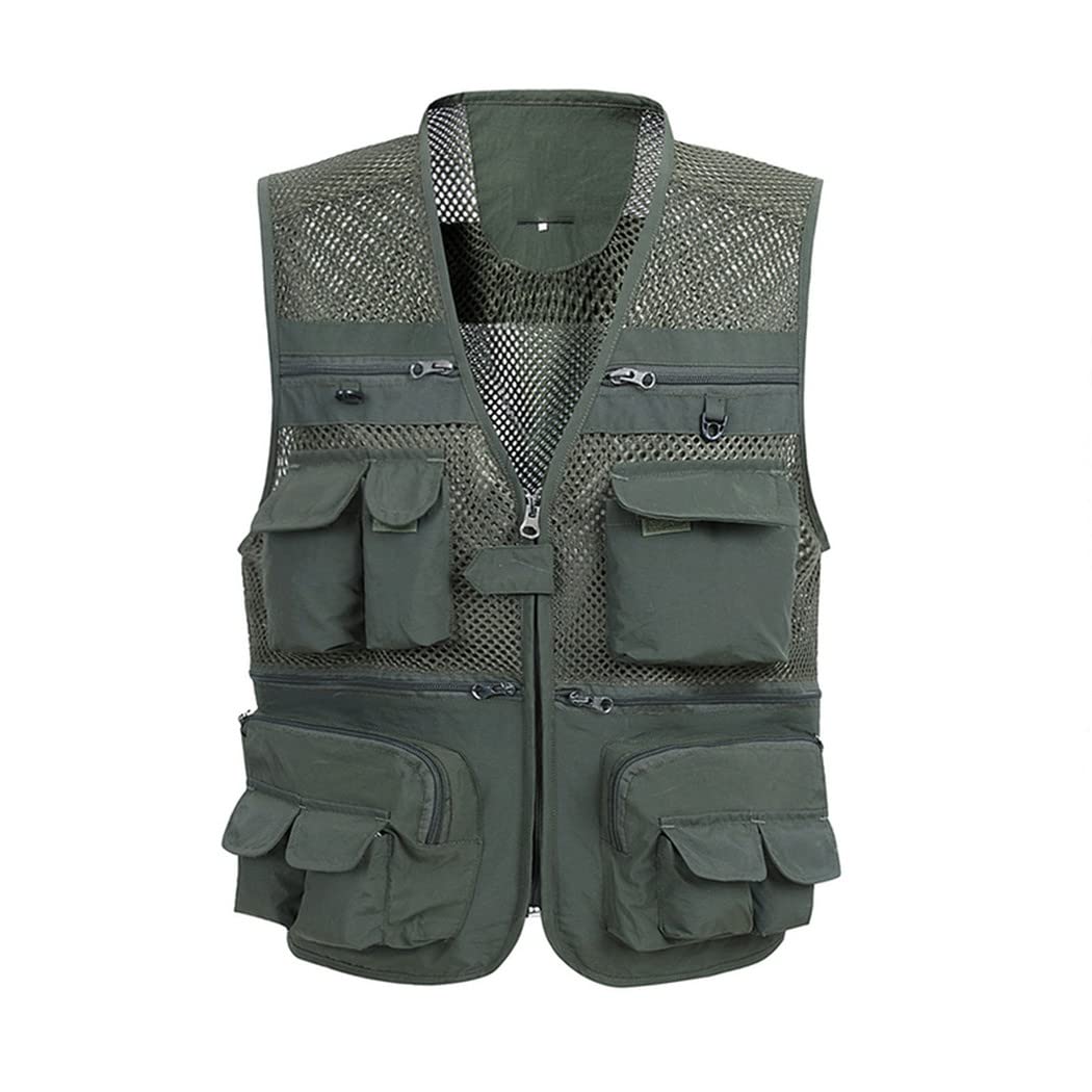 Chaleco de malla de verano para hombre, chaleco de múltiples bolsillos, casual, para primavera, otoño, casual, delgado, transpirable, con muchos bolsillos