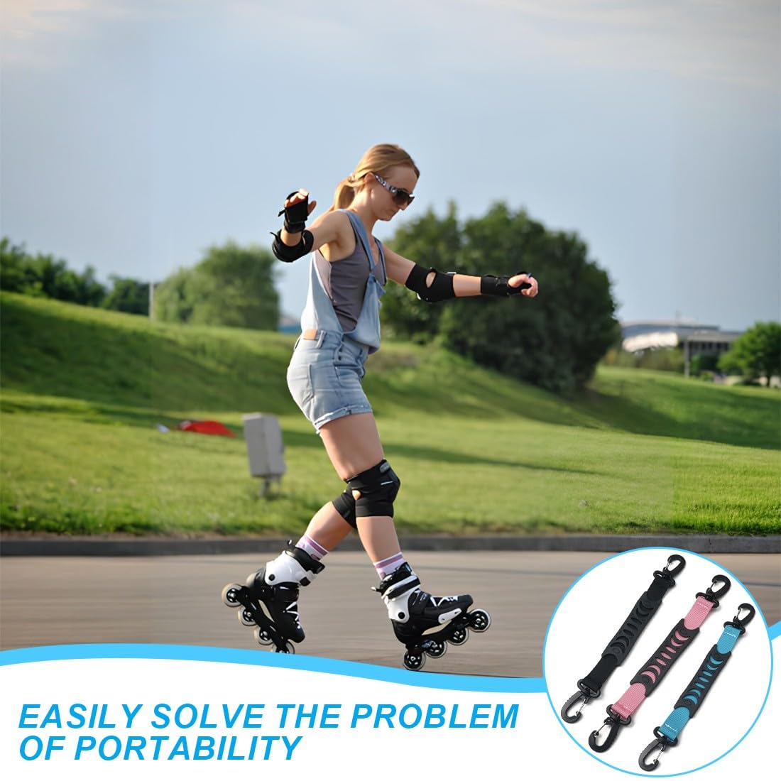 Patines Correa Transporte Portátil 3 Pcs Esquí Carrier Pole Asa