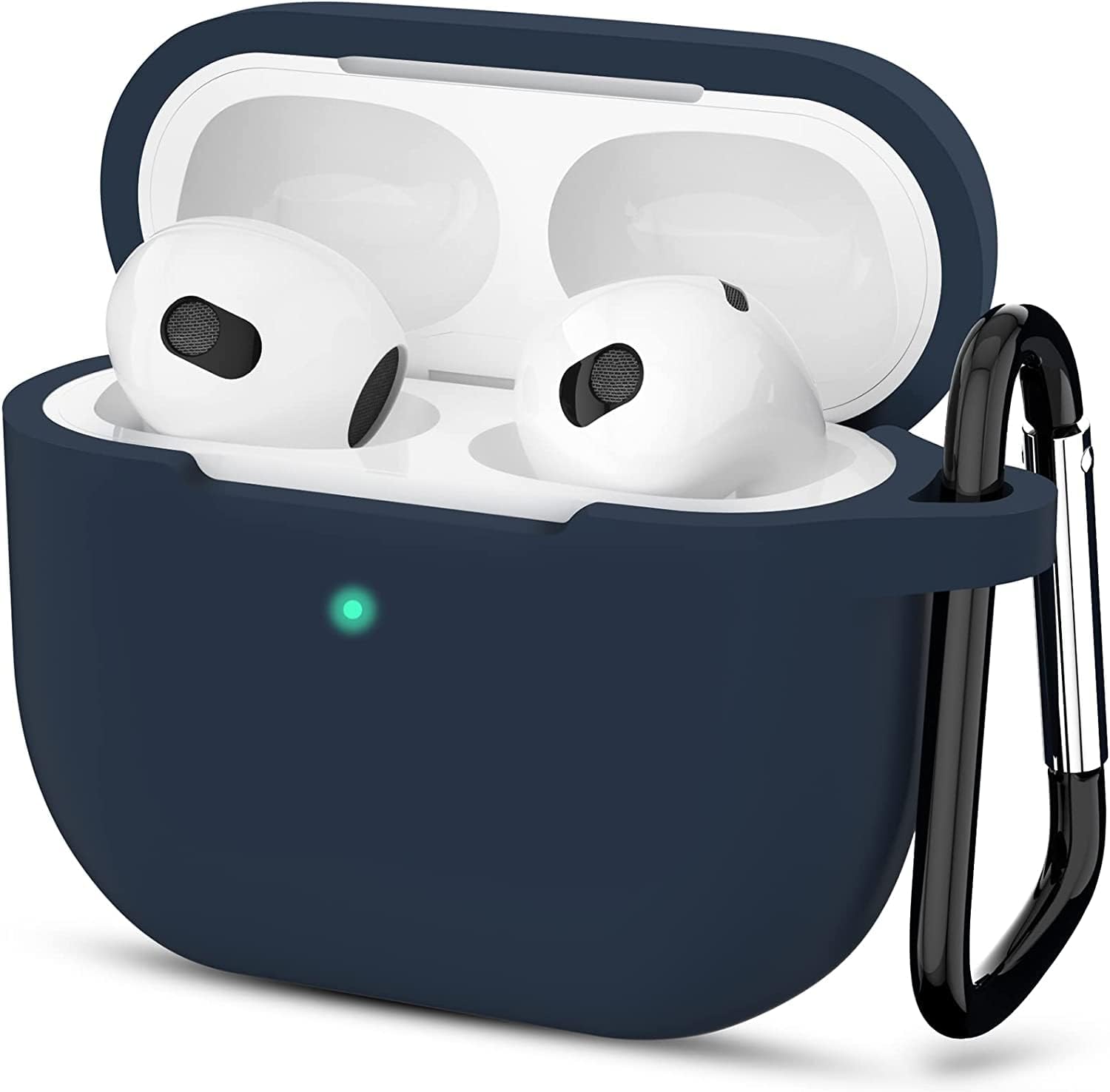 JMF TechCompatible with AirPods 3rd Generation Case 2021, Fully Wrapped Silicone Protective Case Cover Shock Absorption for Apple AirPods 3 Case, With Keychain (Blue)