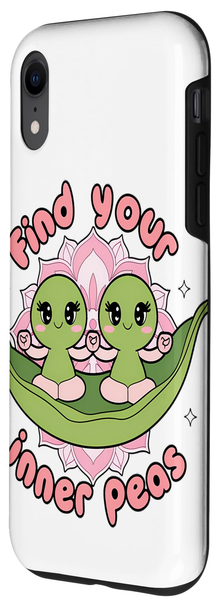 iPhone XR Find Your Inner Peas Kawaii Zen Pods Yoga Design Case - Image 2
