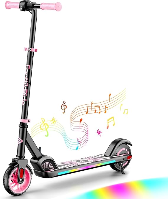 FanttikRide C9 Apex Electric Scooter for Kids 8-12, Adjustable Handlebar Height for Riders 3.9-5.2 ft, 132 lbs, Up to 40 mins Continuous Time, 3 Speed Mode 5/8/10 MPH, Bluetooth Music Speaker