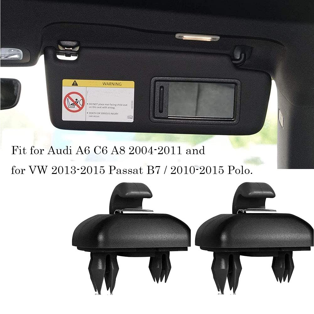 Riloer 2 Pièces Clip Pare-Soleil Compatible Audi A6 C6 A8 - Crochet Intérieur Voiture