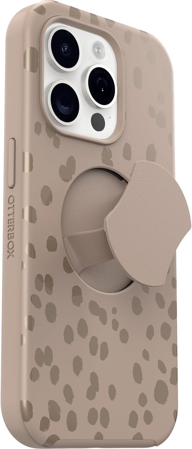 OtterBox iPhone 15 Pro (Only) OtterGrip Symmetry Series Case - ON The SPOT (Brown), Built-in Grip, Sleek case, Snaps to MagSafe, Raised Edges Protect Camera & Screen - Image 4