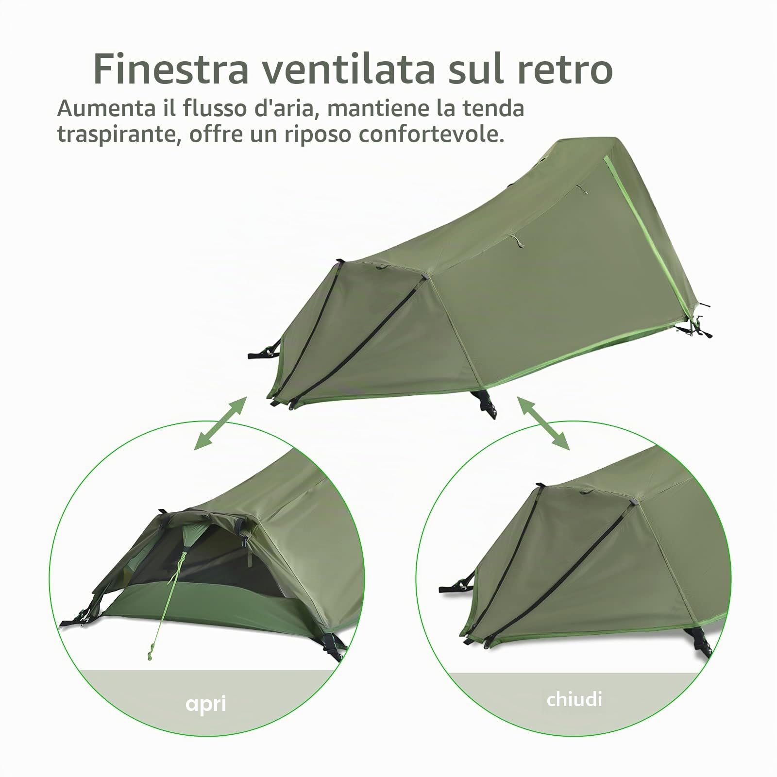 GEERTOP Tenda igloo Bivy Impermeabile Ultraleggera 3 a 4 Stagioni 1 Persona - con Struttura in Alluminio per Campeggio