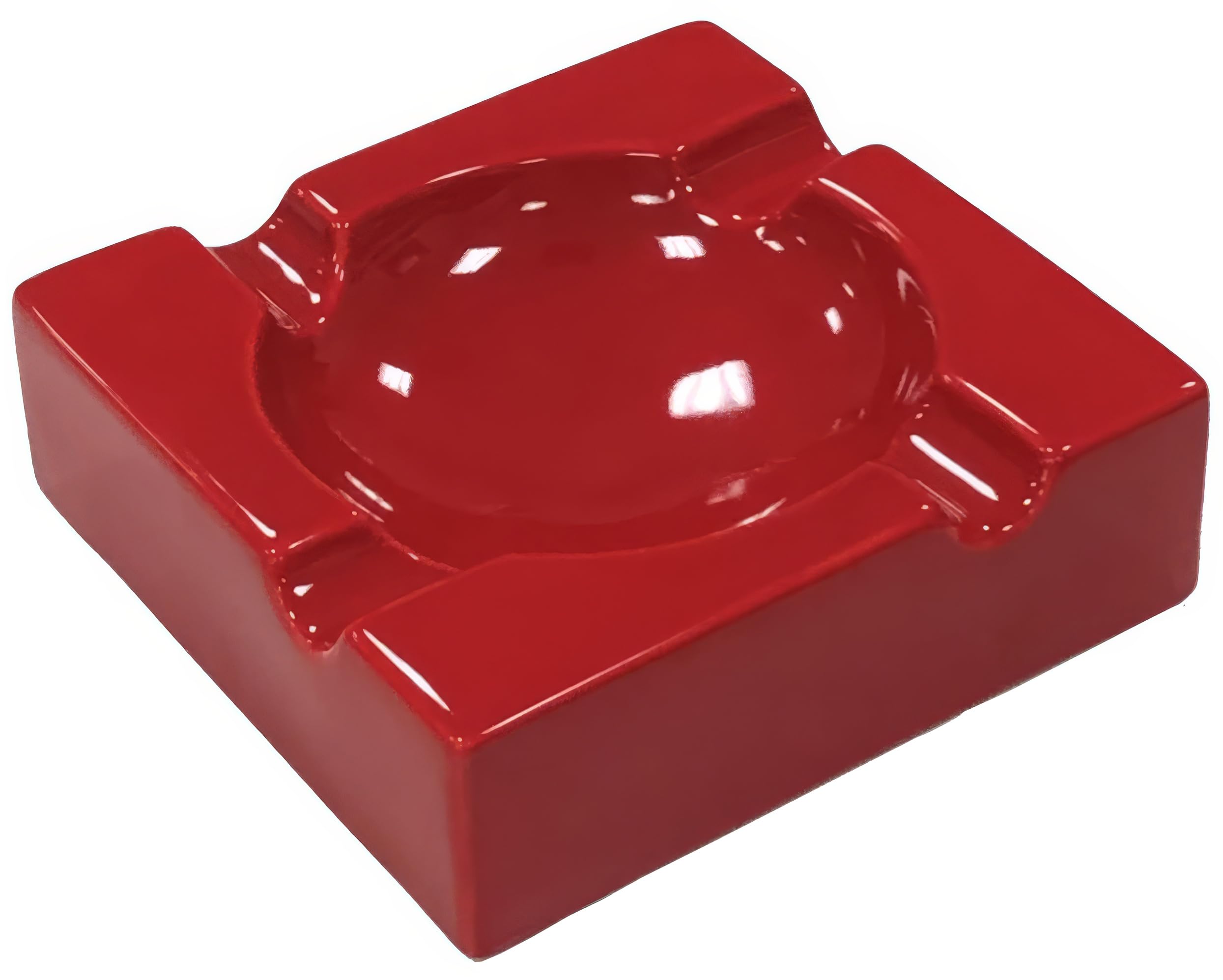 Prestige Import Group - Large Ceramic Contemporary Ashtray - High Gloss Red