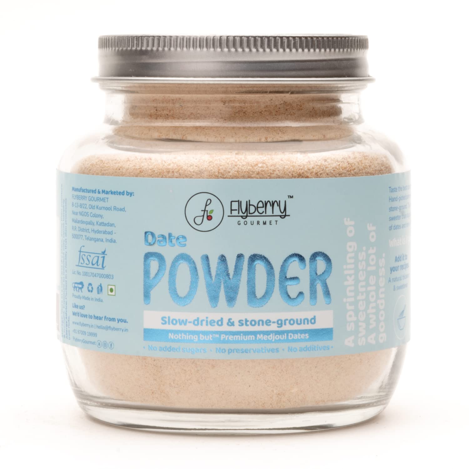 Flyberry Gourmet Dates Powder - 50g | Dried Dates powder | Finely Ground Kharik Powder | Delicious Alternative to Sugar | Best For Kids & Adults | No added Preservatives | Natural Sugar | No added Sugar