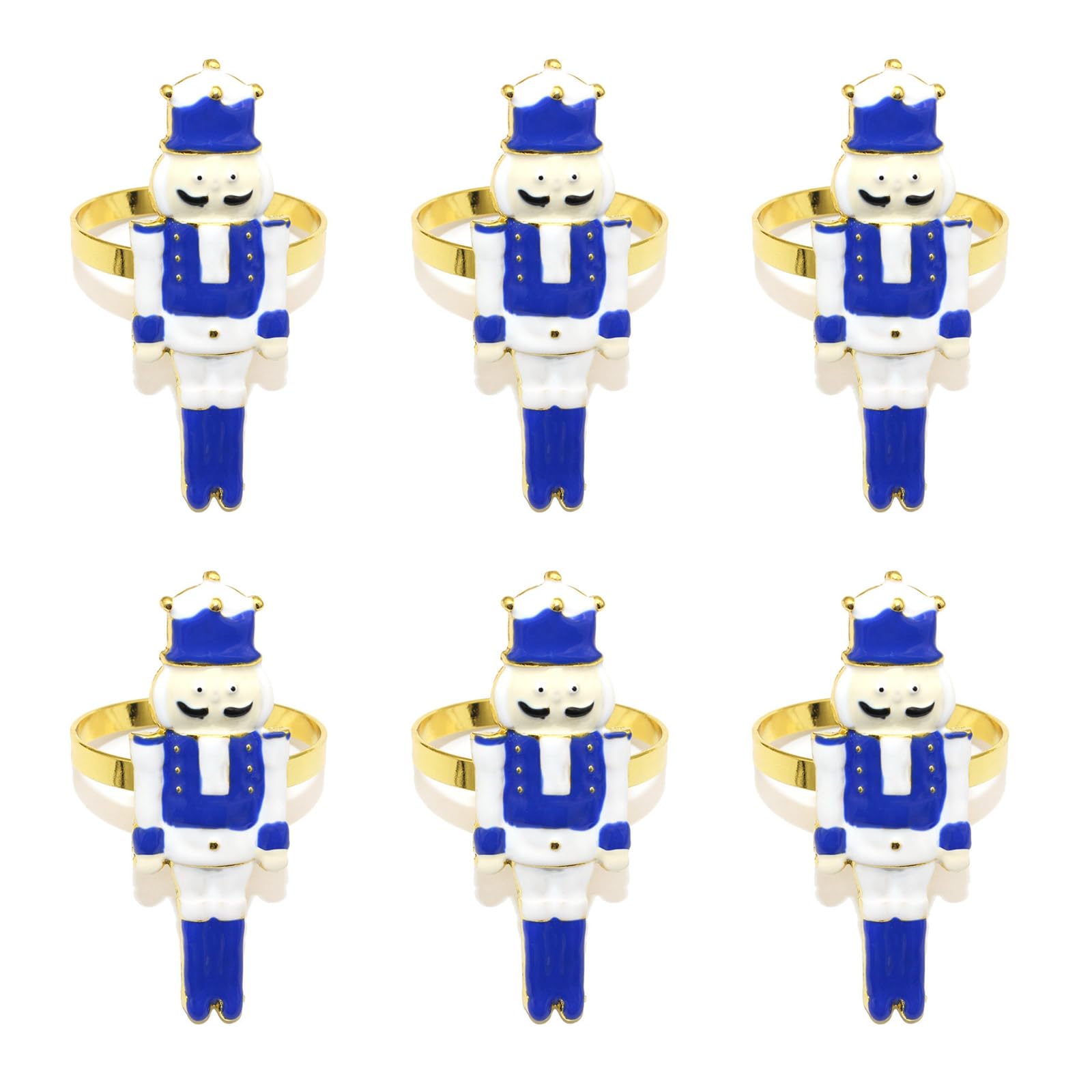6Pieces Christmas Nutcrackers Soldier Napkin Rings Alloy Tableware Accessories for Holiday Dining Decorations Sturdy Alloy Napkin Holders Set