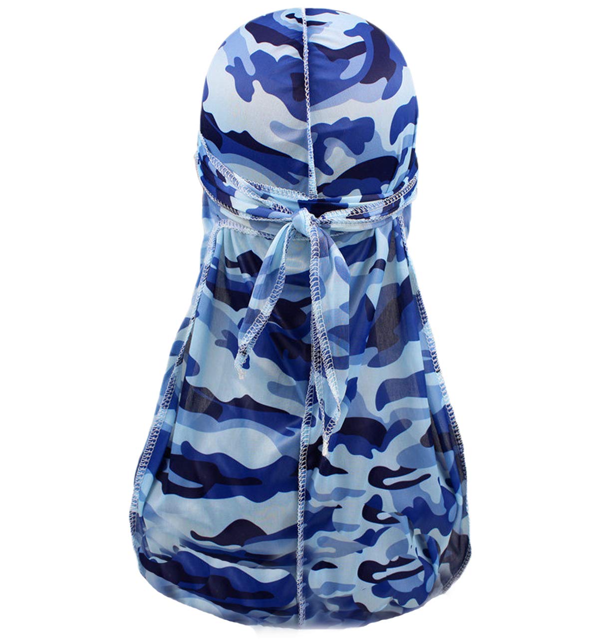Military Camouflage Premium Silky Durags Tactical Beanie Cap with Long Tail Colorful 360 Waves Doo rag for Men