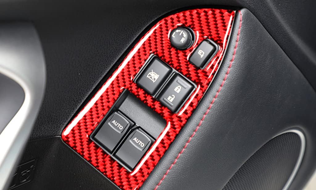 New Carbon Fiber Window Control Covers Compatible With Toyota GT 86 GT86 2013-2020 (Red)